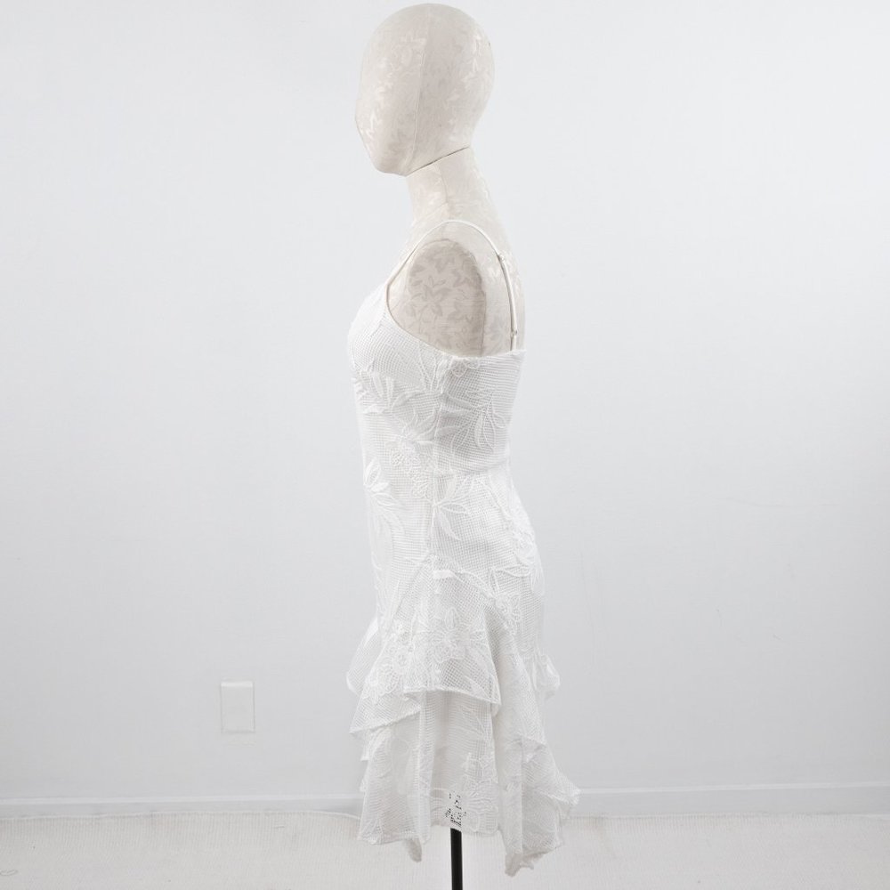 Parker XS Mesh Floral Asymmetric Mini Dress White - Picture 7 of 13